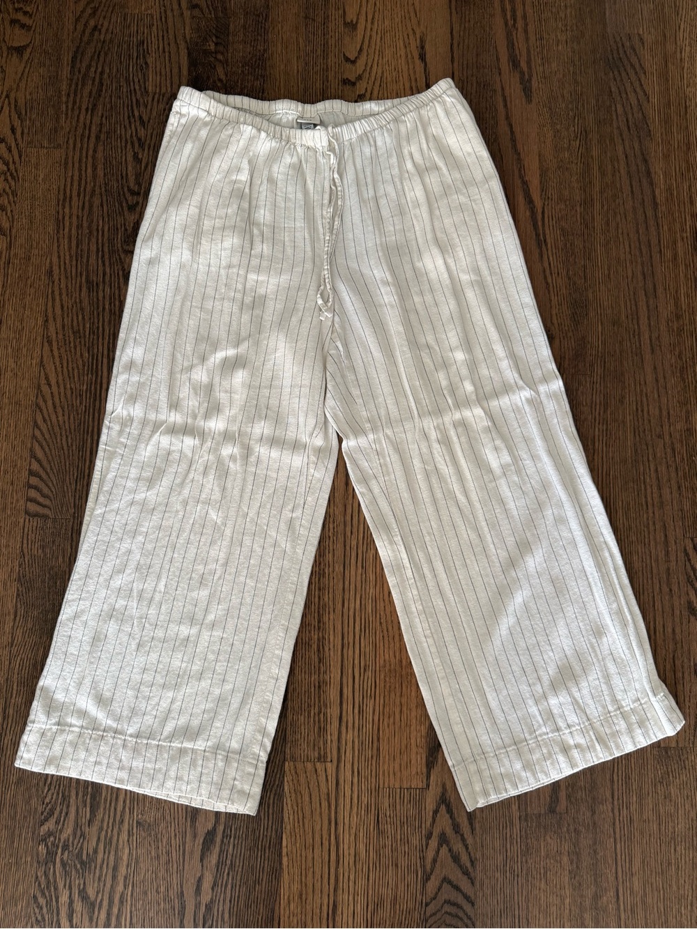 a new day White Pinstripe Wide-Leg Drawstring Casual Bottoms